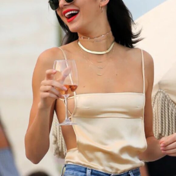 Going Out Gold Satin Backless strappy Crop Top Small - Picture 7 of 7